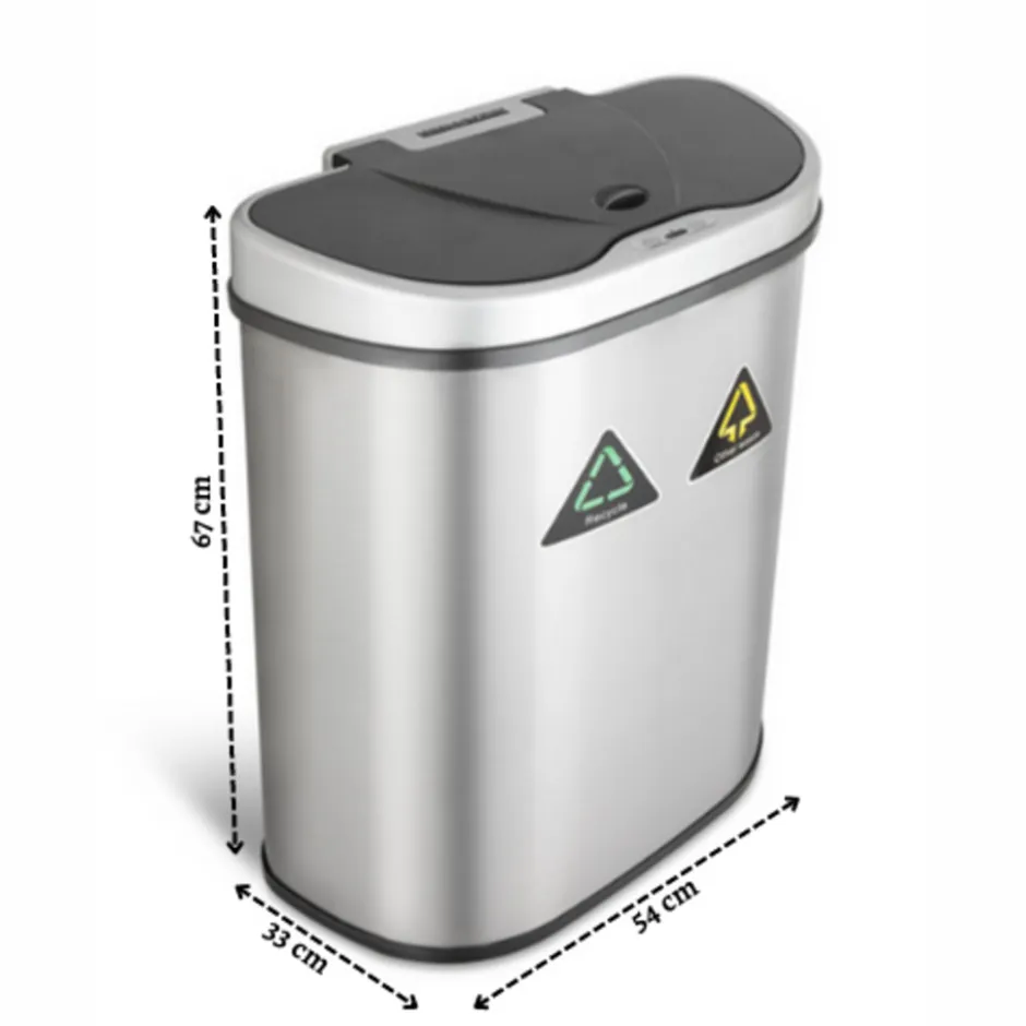 Rijoka Prullenbak met Sensor Dubbel 70 Liter RVS Soft Close Vingerafdrukvrij| Online