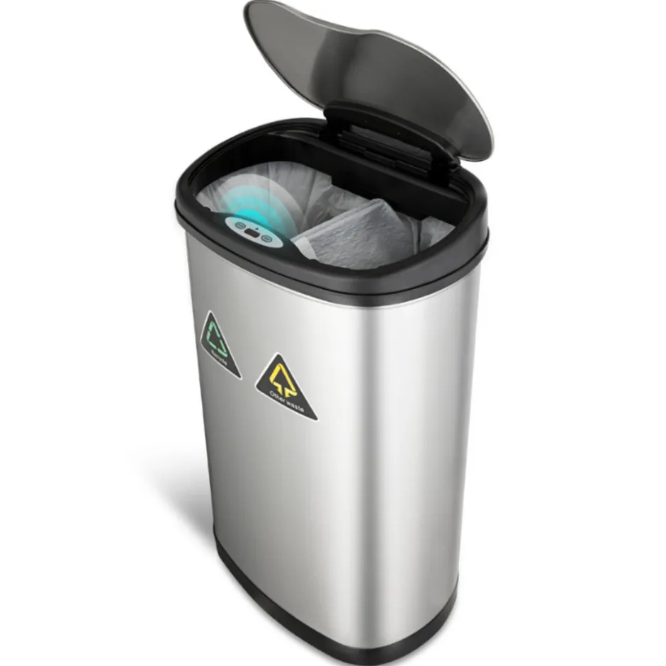 Rijoka Prullenbak Sensor Dubbel 50 Liter RVS Soft Close Vingerafdrukvrij| Best