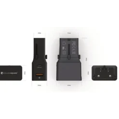 Rolling Square Pocket Travel Adapter Wereldstekker - Zwart< Telefoonkabeltjes
