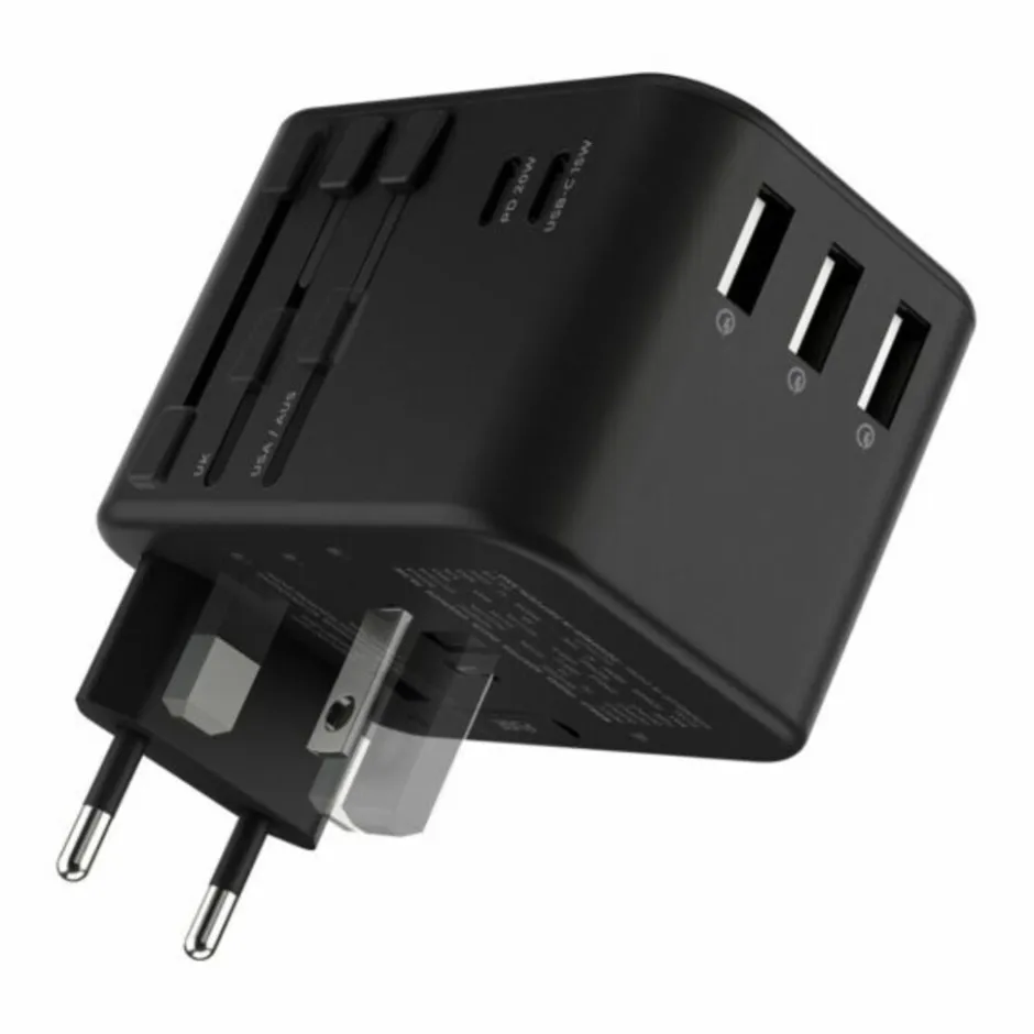 Travel Adapter Quick Charge Universele Wereldstekker Zwart|Rolling Square Online