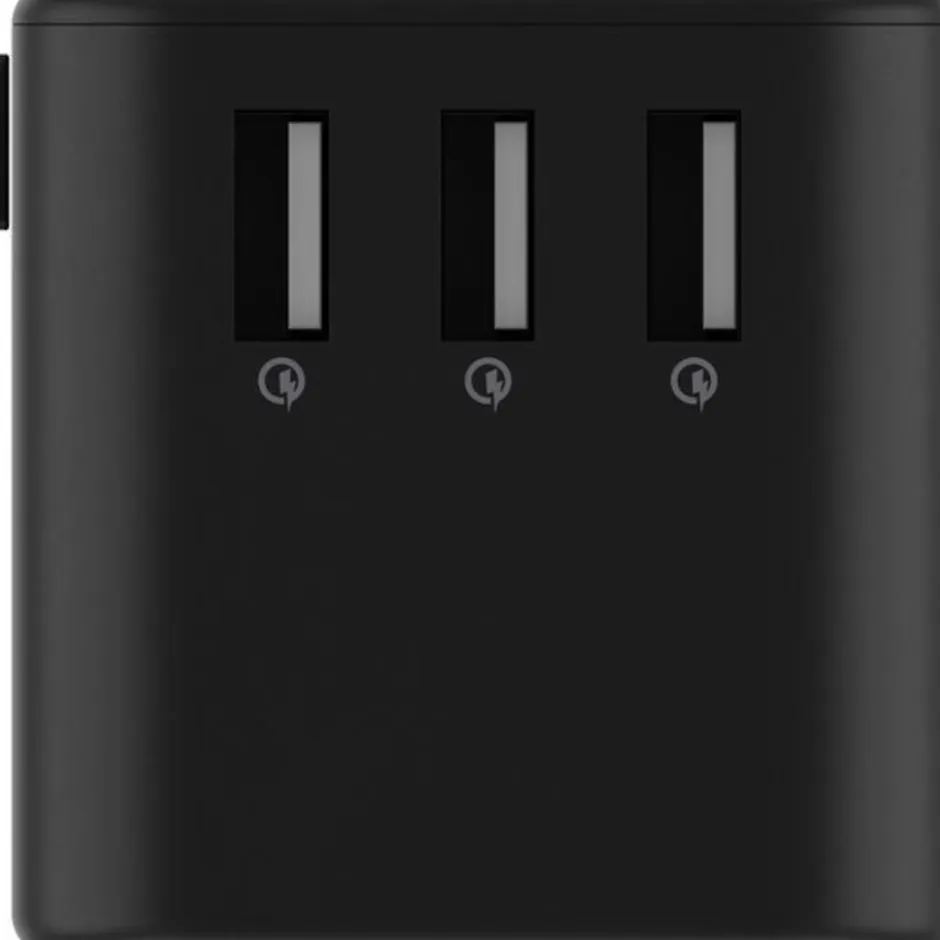 Travel Adapter Quick Charge Universele Wereldstekker Zwart|Rolling Square Online