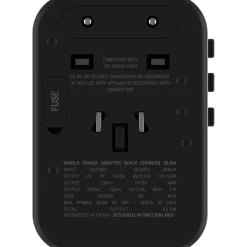 Travel Adapter Quick Charge Universele Wereldstekker Zwart|Rolling Square Online