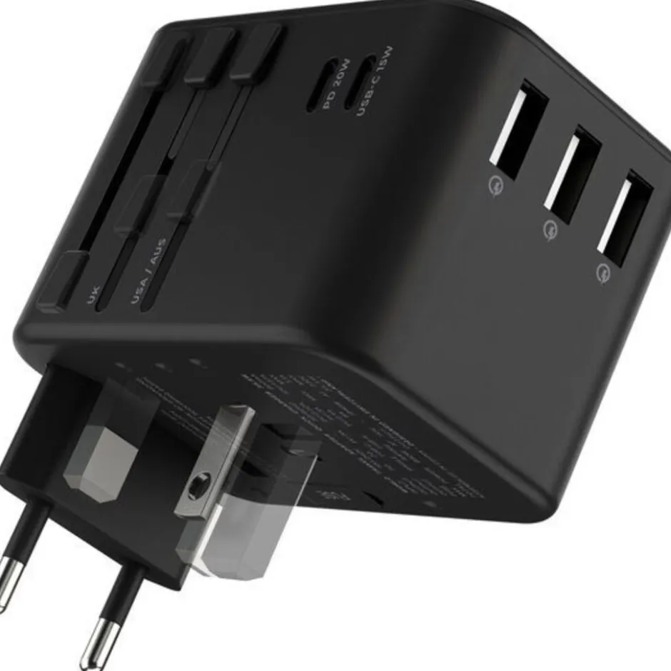 Travel Adapter Quick Charge Universele Wereldstekker Zwart|Rolling Square Online
