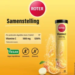 Roter Vitamine C 1000 mg Abrikoos-Sinaasappel Bruistabletten< Weerstand En Energie|Vitamines
