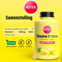 Roter Vitamine C 1000 mg Sterk Kauwtabletten< Weerstand En Energie|Vitamines