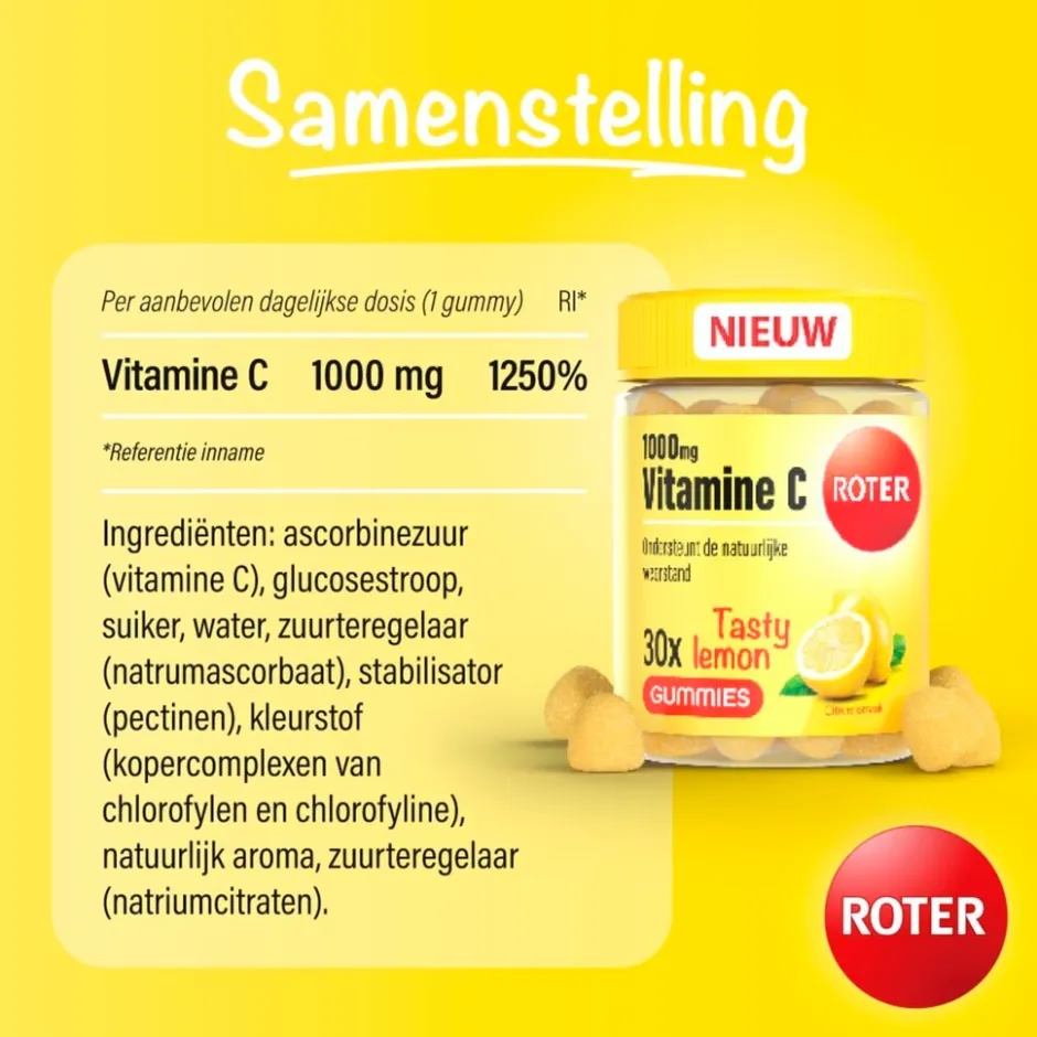 Roter Vitamine C 1000mg Citroen Gummies< Weerstand En Energie|Vitamines