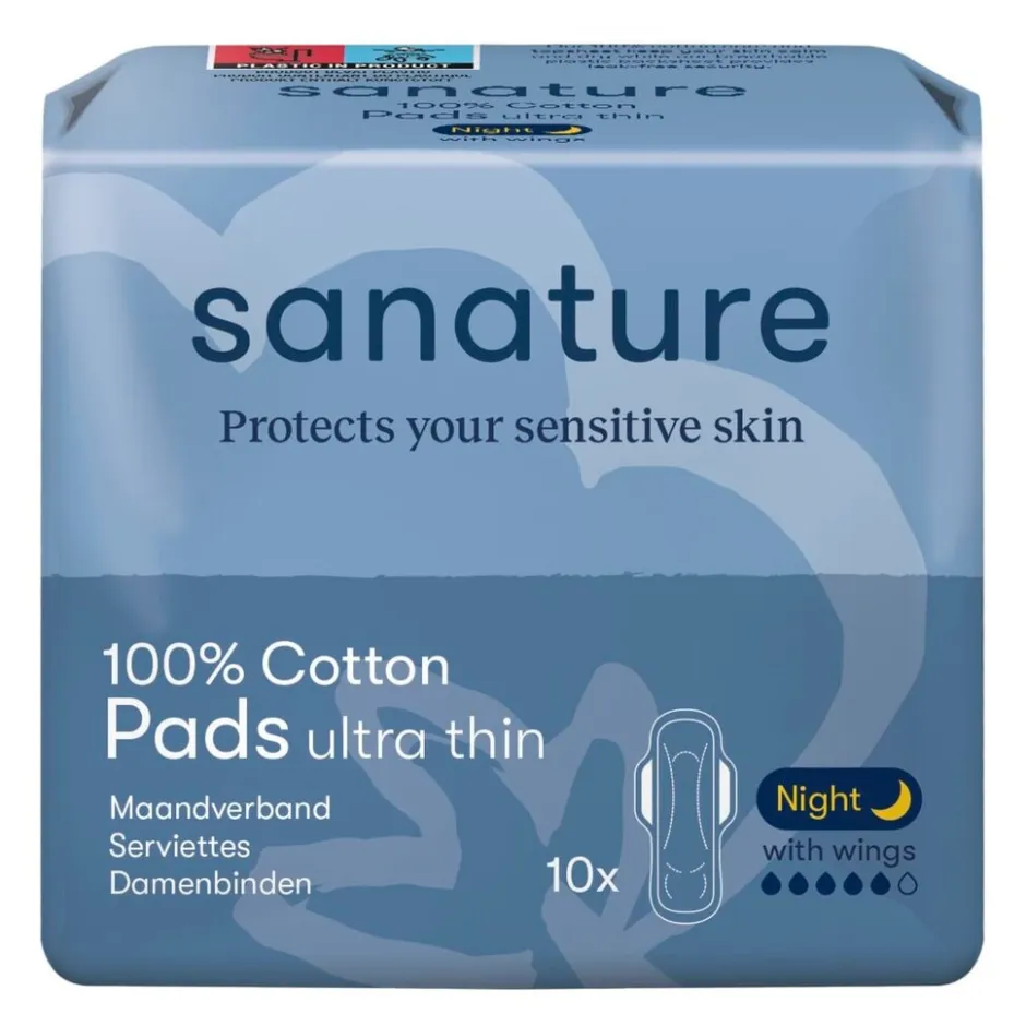 100% Katoenen Ultra Thin Night Maandverband|Sanature