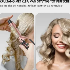 Sansbeauté ® 6 in 1 Krultang met Klem - 13mm tot 38mm - Thermal Brush< Haarstylers
