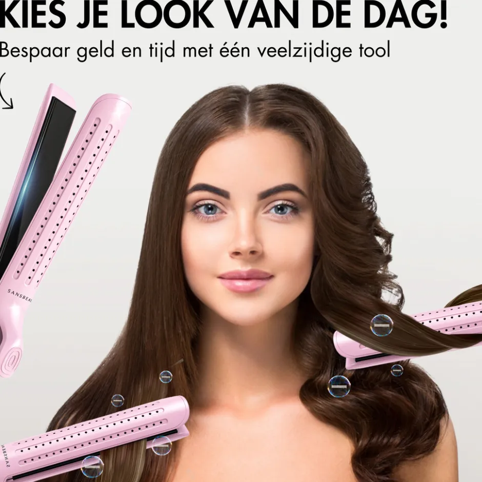 Sansbeauté 2 In 1 Stijltang Airflow - Krullen en Steil haar - Krultang - Stijltangen< Haarstylers