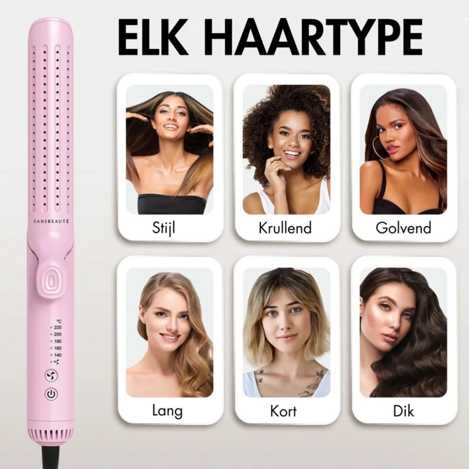 Sansbeauté 2 In 1 Stijltang Airflow - Krullen en Steil haar - Krultang - Stijltangen< Haarstylers