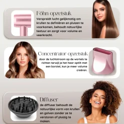 Sansbeauté Föhn Met Diffuser - Ionische Haardroger - Reisföhn - Haarföhn - Krullen - Hair Dryer - 2000W< Haarstylers