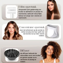 Föhn Met Diffuser - Ionische Haardroger - Reisföhn - Haarföhn - Krullen - Hair Dryer - 2000W|Sansbeauté Outlet