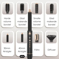 Sansbeauté 8-in-1 Airstyler met Diffuser - Multistyler - Krulborstel< Haarstylers