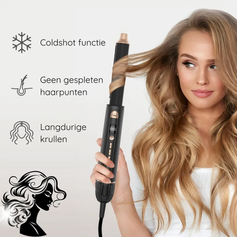 Sansbeauté 8-in-1 Airstyler met Diffuser - Multistyler - Krulborstel< Haarstylers