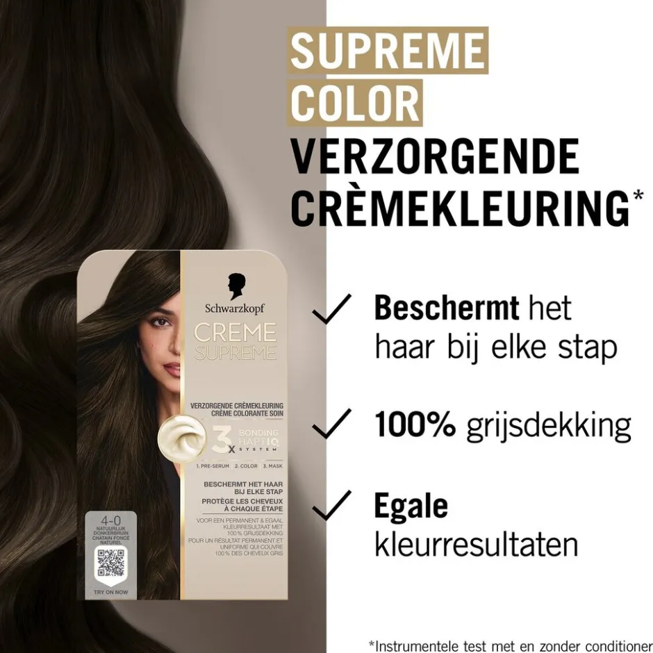 4-0 Natuurlijk Donkerbruin Verzorgende Crèmekleuring|Schwarzkopf creme supreme