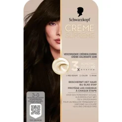 Schwarzkopf creme supreme 3-0 Natuurlijk Extra Donkerbruin Verzorgende Crèmekleuring< Haarverf