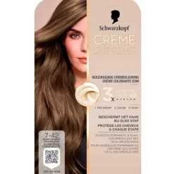 7-42 Nude Donker Beigeblond Verzorgende Crèmekleuring|Schwarzkopf creme supreme New