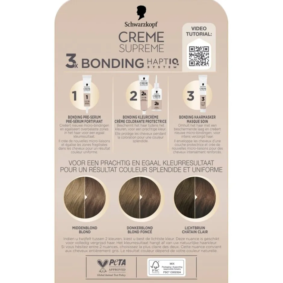 7-42 Nude Donker Beigeblond Verzorgende Crèmekleuring|Schwarzkopf creme supreme New