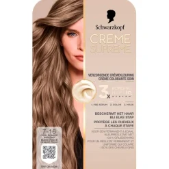 Schwarzkopf creme supreme 7-16 Cool Donker Asblond Verzorgende Crèmekleuring< Haarverf