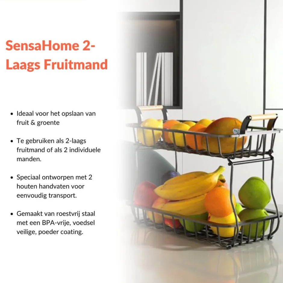 2 Laags Fruitmand Rechthoek Fruitschaal|SensaHome Online