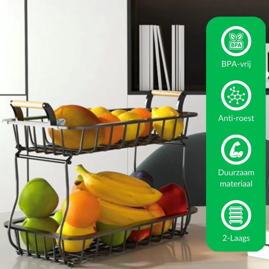 2 Laags Fruitmand Rechthoek Fruitschaal|SensaHome Online