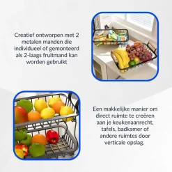 2 Laags Fruitmand Rechthoek Fruitschaal|SensaHome Online