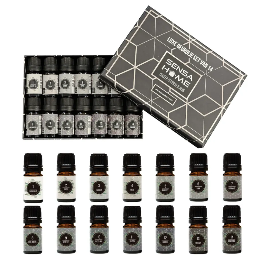 SensaHome Geuroliën Set 14 Premium Geuren voor Luchtbevochtiger Aromadiffuser Oliebrander< Aromatherapie