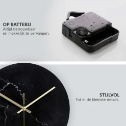 SensaHome Glazen Wandklok 30cm Minimalistische Marmeren Design met Stille uurwerk< Woonaccessoires
