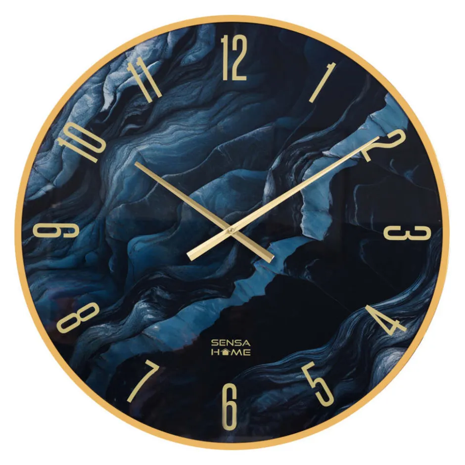 Glazen Wandklok Marmerlook Stille Uurklok Modern|SensaHome Best