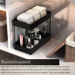 SensaHome Gootsteenkast Organizer 2-Laags Duo Keukenrek Kruidenrek Onderkastrek< Keuken