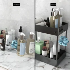 SensaHome Gootsteenkast Organizer 2-Laags Duo Keukenrek Kruidenrek Onderkastrek< Keuken