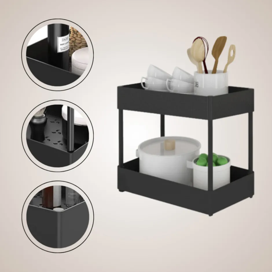 SensaHome Gootsteenkast Organizer 2-Laags Duo Keukenrek Kruidenrek Onderkastrek< Keuken