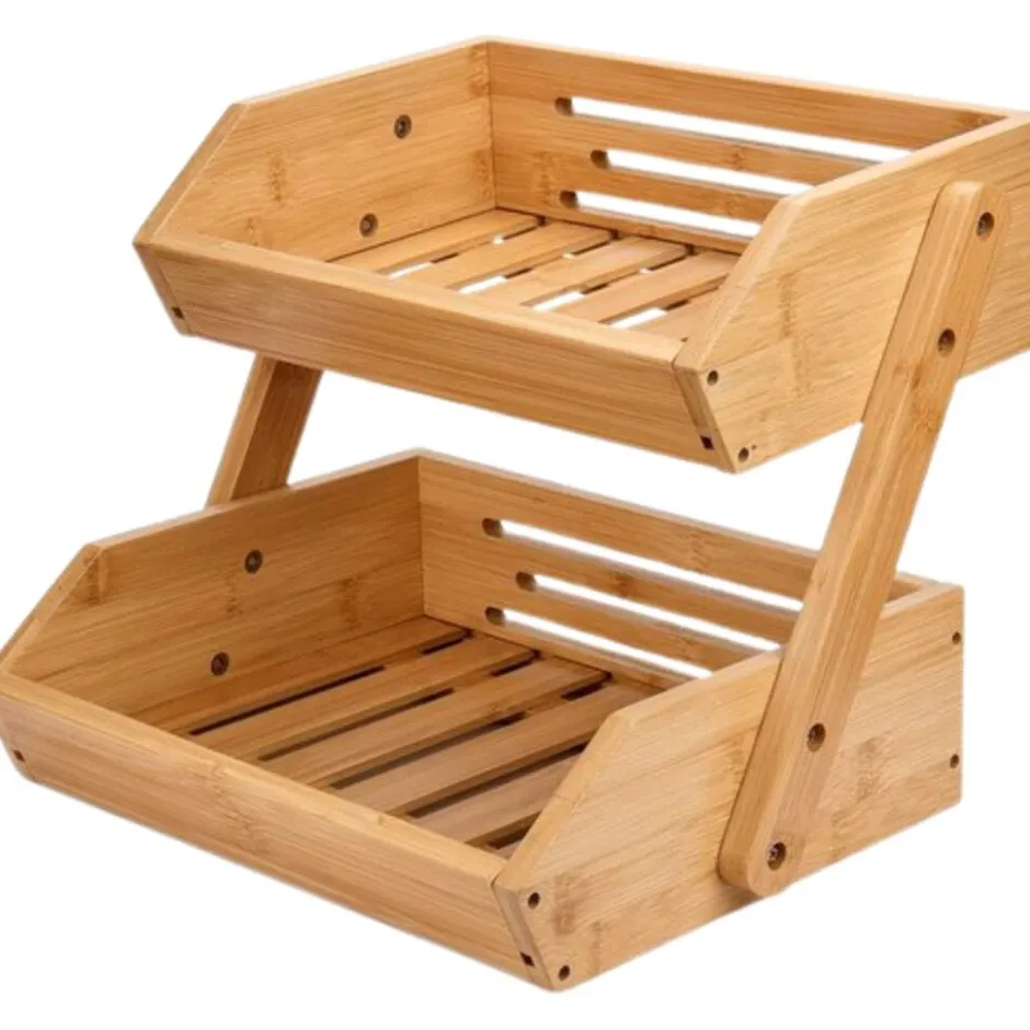 Luxe Bamboehouten Fruitkist Rechthoek 2-Laags|SensaHome Online