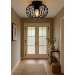 SensaHome Plafondlamp Industrieel Plafonnière van Metaal Retro Wire Kooi Design< Verlichting