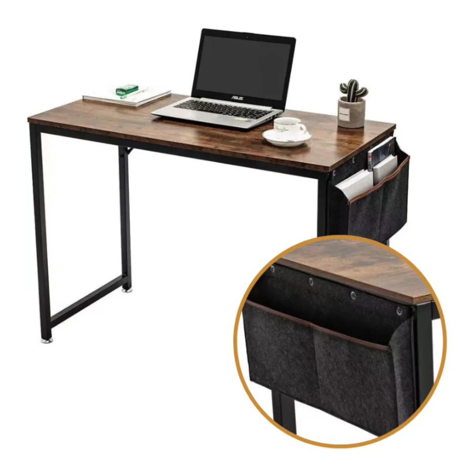 SensaHome Retro Schrijftafel Bureau Computertafel met Metalen Frame< Kinderbureaus