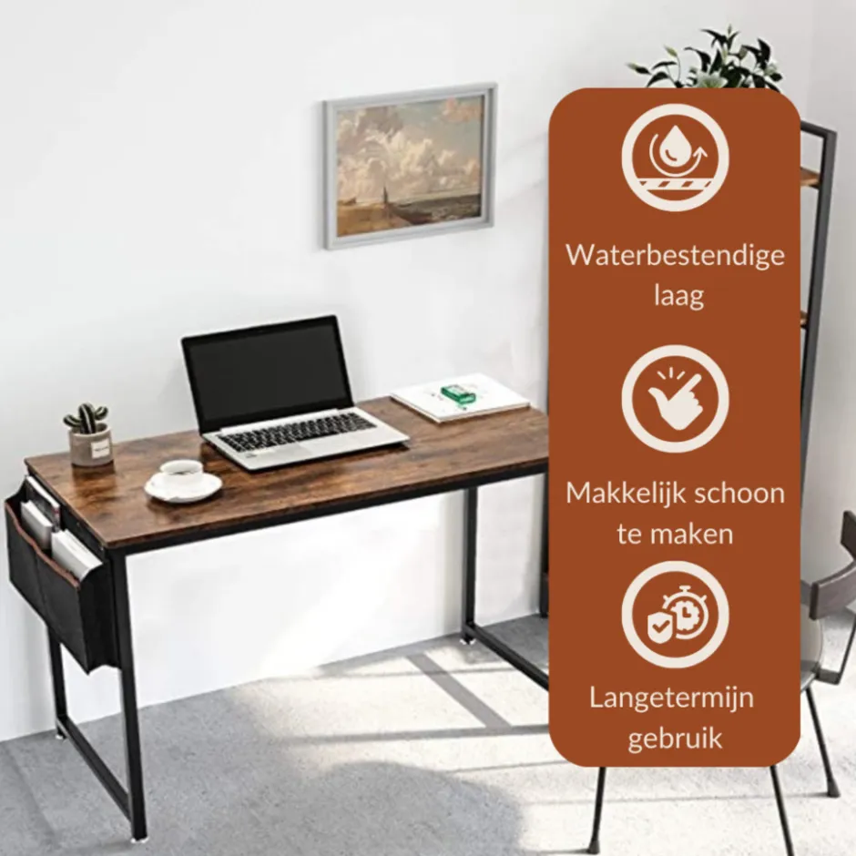 SensaHome Retro Schrijftafel Bureau Computertafel met Metalen Frame< Kinderbureaus