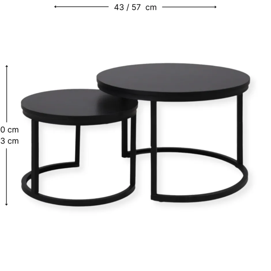 SensaHome Salontafel Set Antieke Ronde Houten Tafelset< Tafels