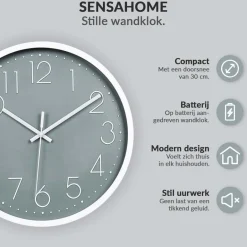 SensaHome Wandklok Minimalistische Design Stille Uurwerk TM20050-4< Woonaccessoires