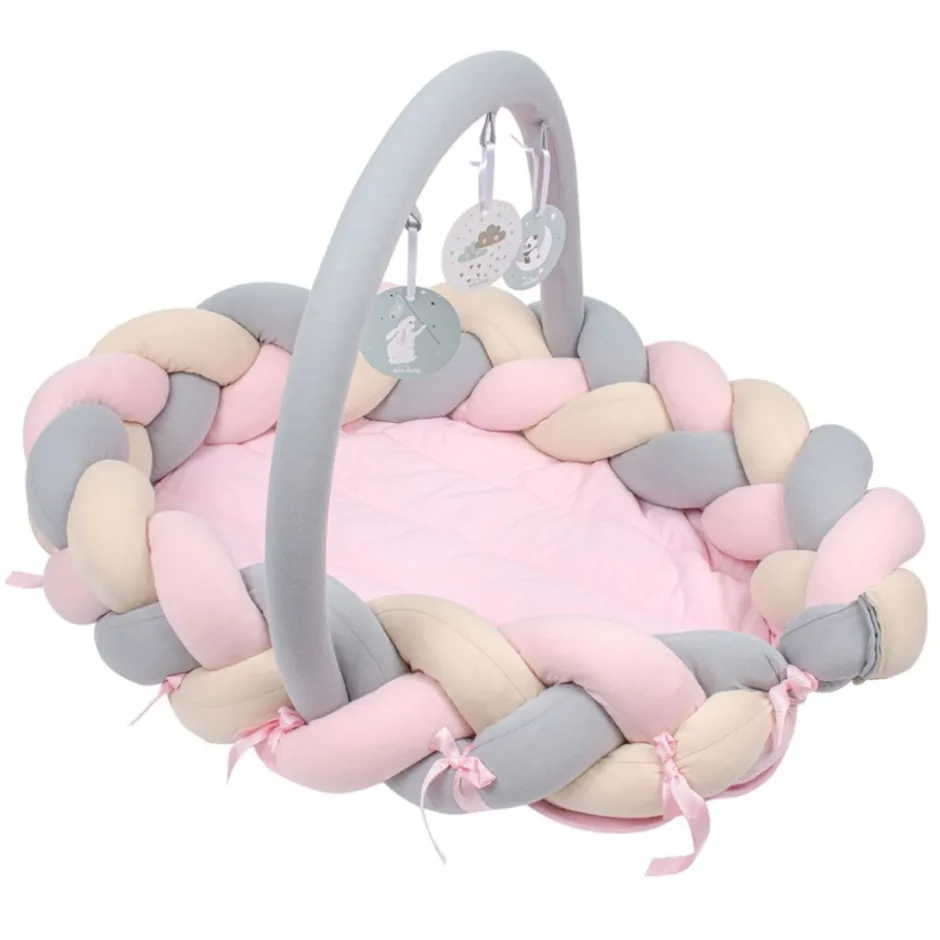 Sevibaby Roze 3-in-1 Braided Bedbumper en Babynest< Bedbumper