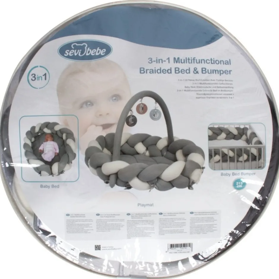 Sevibaby Roze 3-in-1 Braided Bedbumper en Babynest< Bedbumper