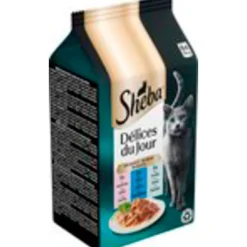 Délices du Jour in Saus met Zalm, Tonijn & Forel Maaltijdzakjes Kattenvoer|Sheba Clearance