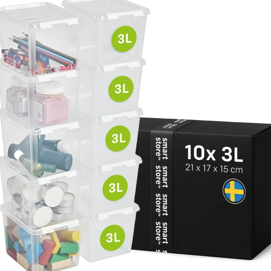SmartStore Set van 10 Stevige Opbergbox Classic 3L< Opbergen