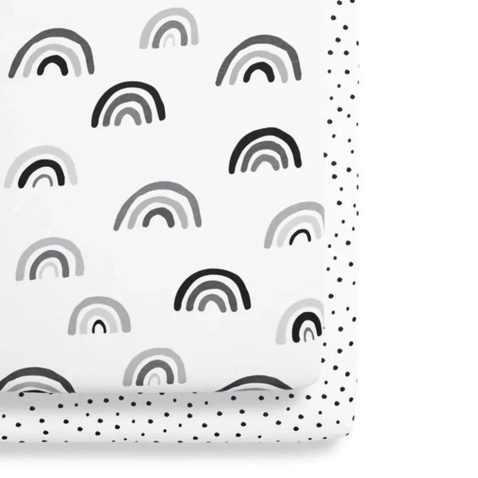 2 Pack Hoeslaken Wieg Mono Rainbow|Snüz Online