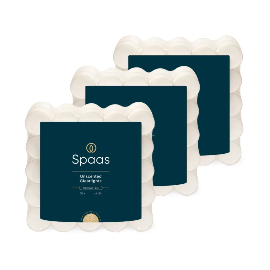 Spaas Clearlights Theelichten Wit 4,5u Ø3,8cm 3 x 50 Stuks< Woonaccessoires