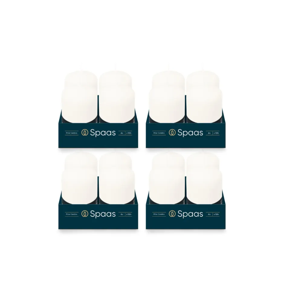 Geurloze Stompkaars Wit 50/80mm 18u 4 x 4 Stuks|Spaas New