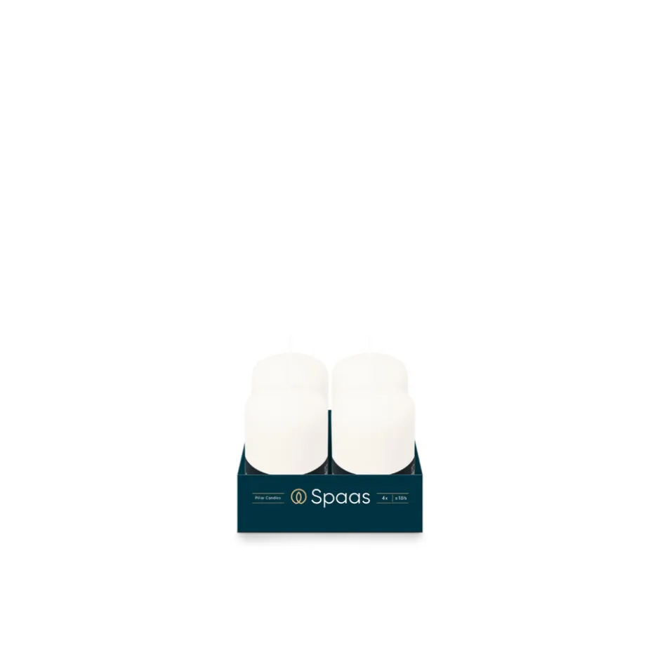Geurloze Stompkaars Wit 50/80mm 18u 4 x 4 Stuks|Spaas New