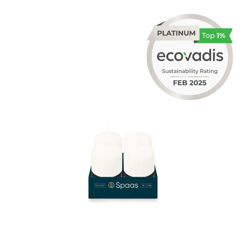 Geurloze Stompkaars Wit 50/80mm 18u 4 x 4 Stuks|Spaas New