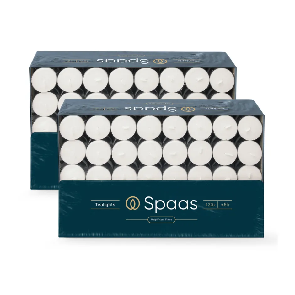 Spaas Theelichten Wit 6u Ø3,9cm 2 x 120 Stuks Grootverpakking< Woonaccessoires