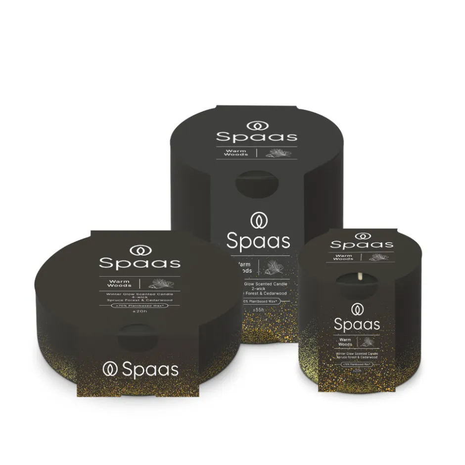 WinterGlow Geurkaarsen Warm Woods Spar & Cederhout Kaarsenset|Spaas Hot