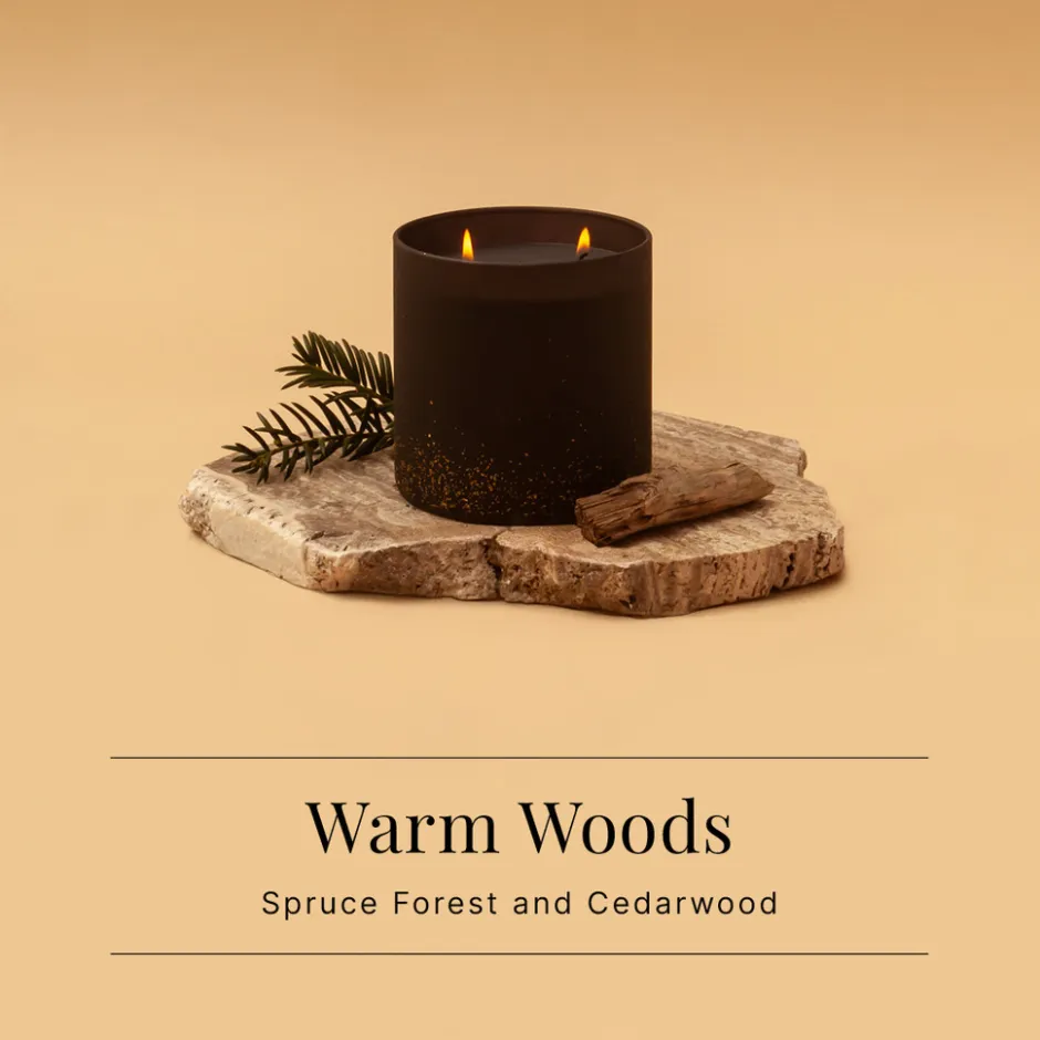 WinterGlow Geurkaarsen Warm Woods Spar & Cederhout Kaarsenset|Spaas Hot